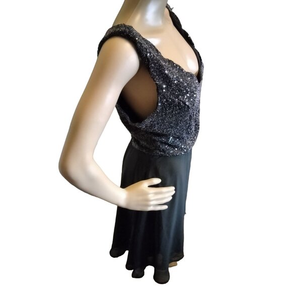 Charlotte Russe Sleeveless Sequin Chiffon Fit & Flare Cocktail Dress Size Large - Picture 4 of 6